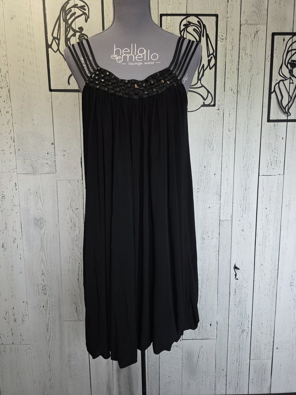 Goodies Black Studded Beaded Sleeveless Shift Dress Size Large Date Night Event